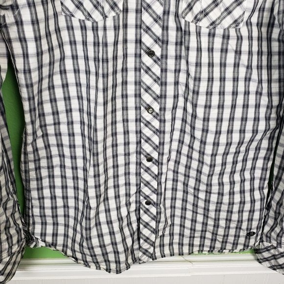 Scotch & Soda Amsterdam Couture black plaid western button shirt sz Large - Picture 6 of 10